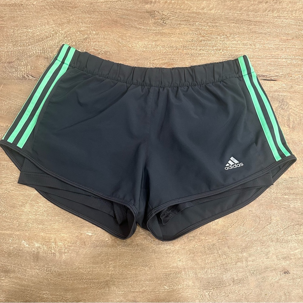 adidas lined grey gray green athletic running shorts medium like new